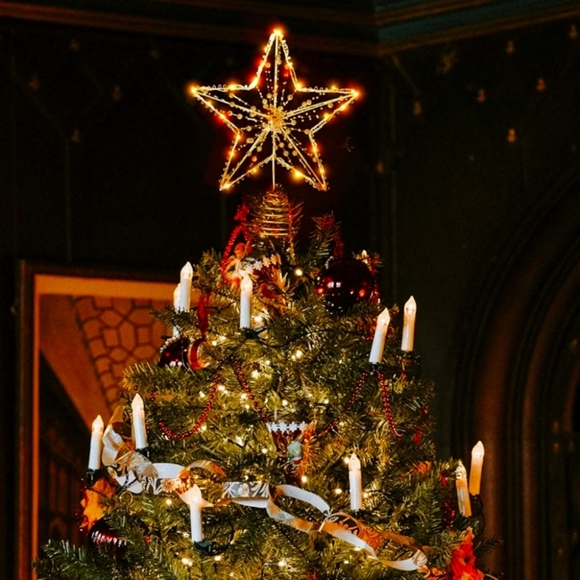 Shinowa LED Star Tree Topper, Light Up Star Tree Top Twining String Beads Christ - Picture 1 of 7